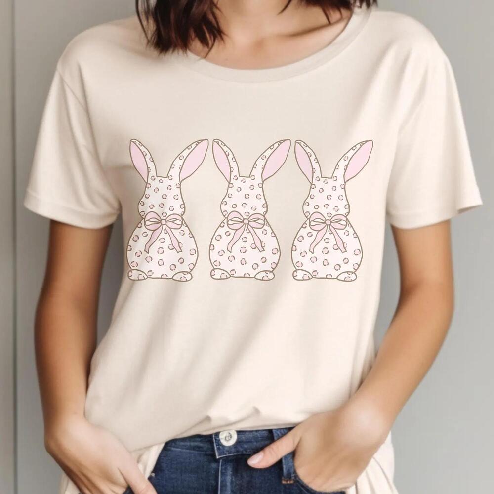 Coquette Bunny Shirt Easter Bunny Shirt Women Cute Bow Rabbit Tee